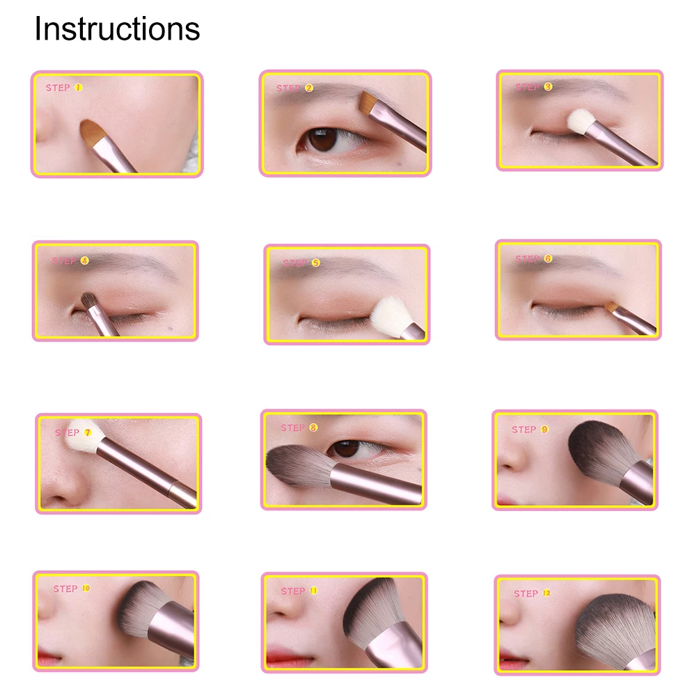 12pcs Multifunctional Portable Powder Synthetic Fiber Makeup Brush Set DIY Lip Travel Wood Handle Cosmetic Tools Blush With Bag |