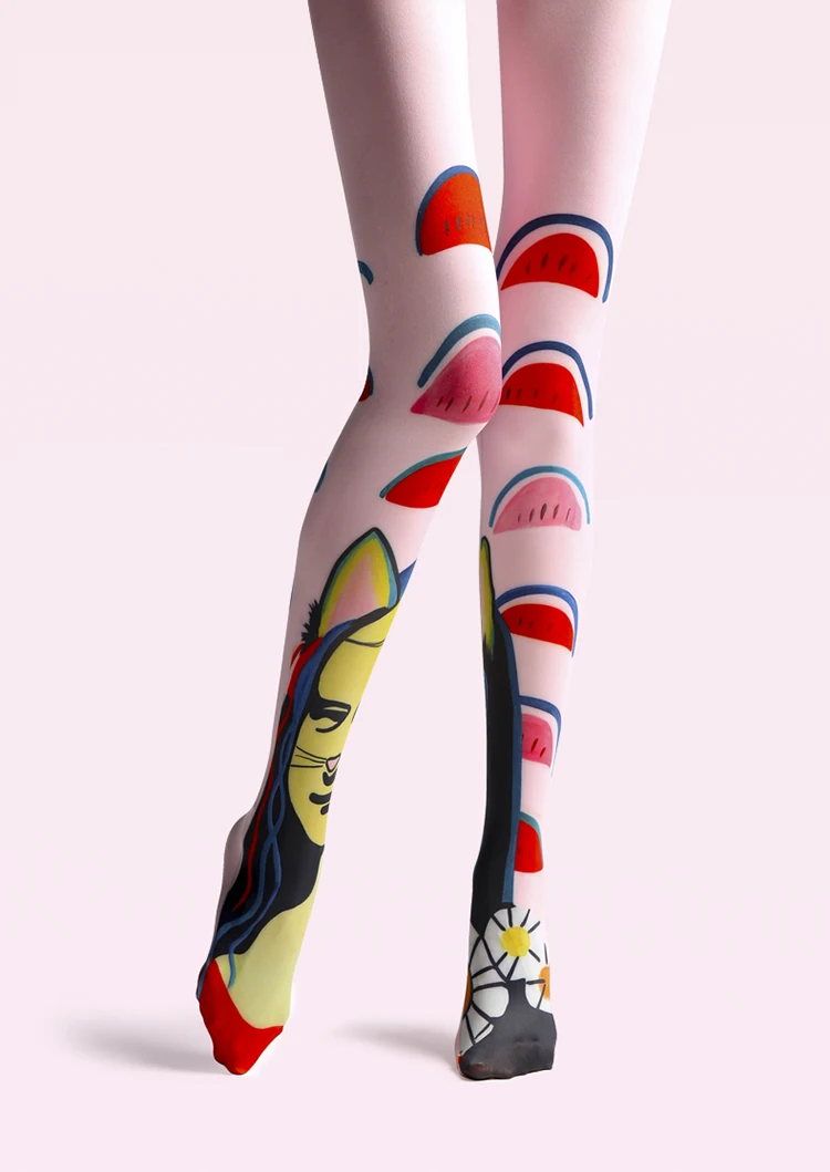 VP уникальные чулки Колготки с рисунком арбуза Мона Лиза высококачественные