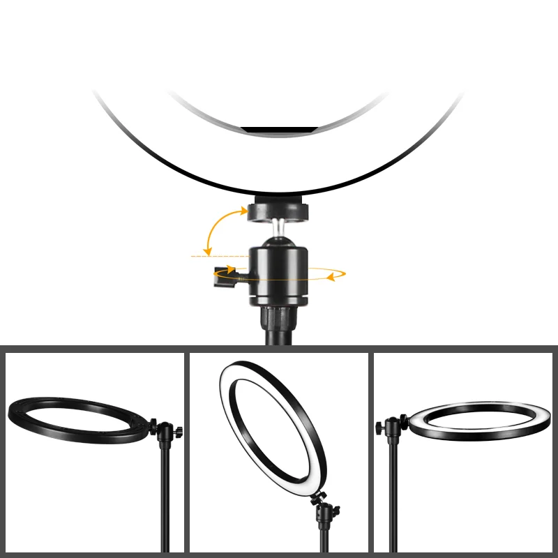 33cm26cm16cm selfie led ring light with adjustable desk phone shooting bracket stand photography ringlight for vk youtube free global shipping