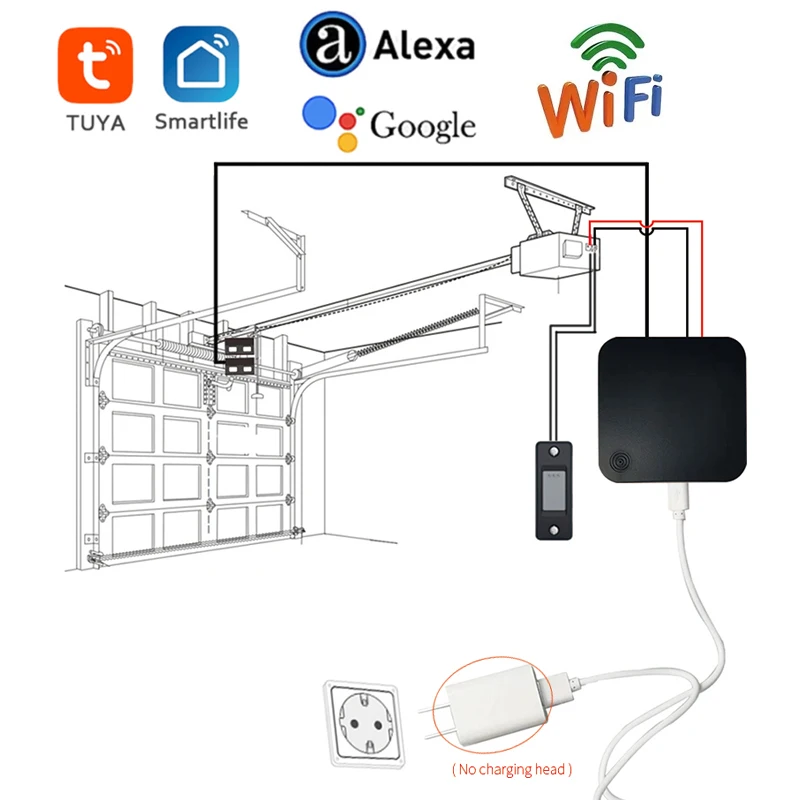 

Смарт-Открыватель для гаражных дверей Tuya Smart Life, Wi-Fi переключатель для управления, контроль аудио, паролем, монитор в режиме реального времен...