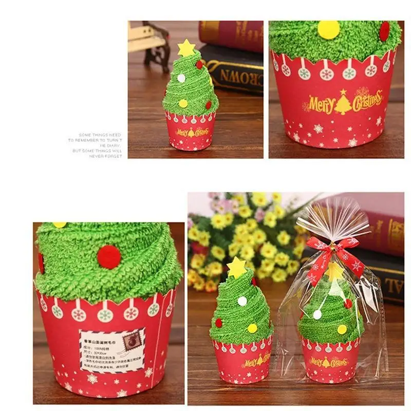 

Santa Claus Christmas Tree Snowman Cotton Towel Cake Modelling Xms Creative Gifts