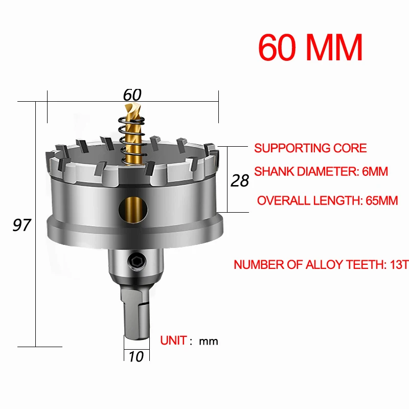 60mm 14-75 мм YG10X твердосплавный сверлильный нож для резки комплект для отверстия алюминиевый сплав железная пластина из нержавеющей стали 1 шт - Цвет: 60mm