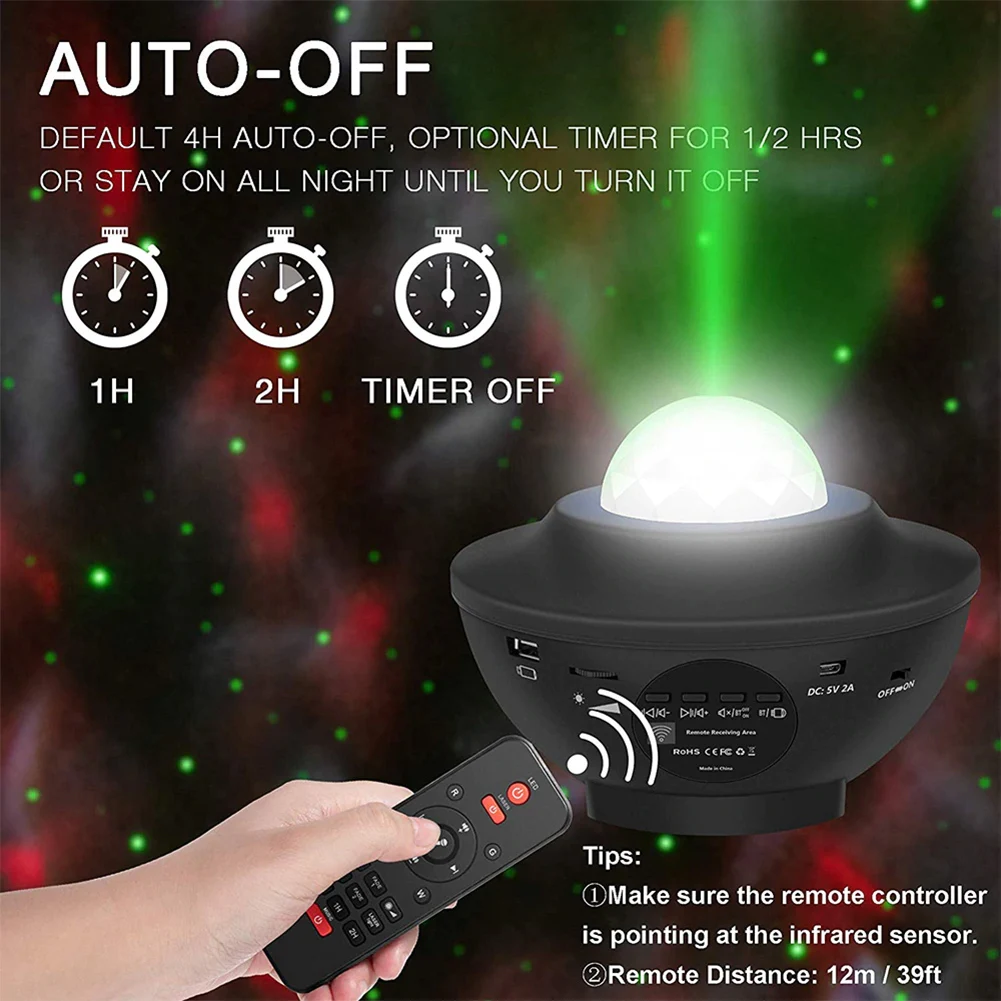 

Galaxy Projector Music Starry Water Wave LED Projector Light Bluetooth Speaker PI669