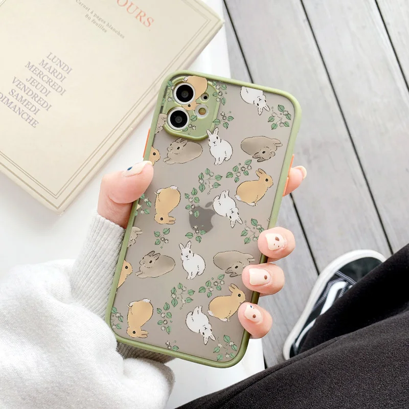 

Cartoon Camera Protection Border Cute Rabbit Phone Case for iphone 6s 7 8 plus SE2 14 11 12 13 Pro Max X XS MAX XR Back Cover