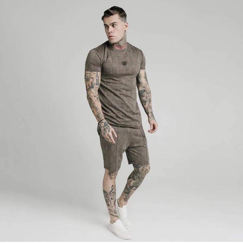 Мужская шелковая футболка Sik брендовая одежда с короткими рукавами шелковые