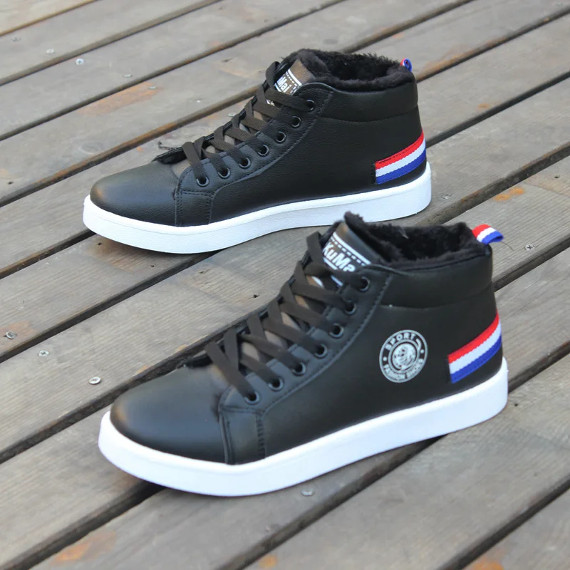 Зимняя Хлопковая мужская обувь для скейтбординга высокие кроссовки теплая