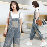 bib pants women summer 2021 new spring and autumn korean version of loose jeans fashion jumpsuit overalls ladies jeans loose