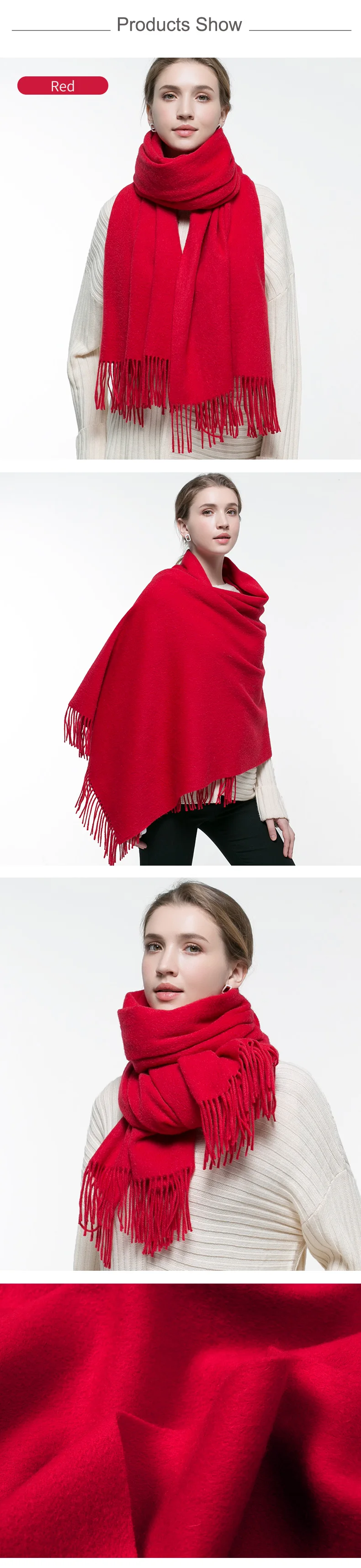 Wither Pure Wool Scarf Women Brand Thicken Warm Echarpe Wraps for Ladies Foulard Femme Solid Camel Merino Wool Scarves