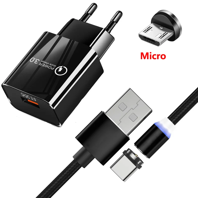 Магнитный Micro USB кабель QC3.0 Быстрая зарядка зарядное устройство для Xiaomi Redmi 6 Pro 6a S2