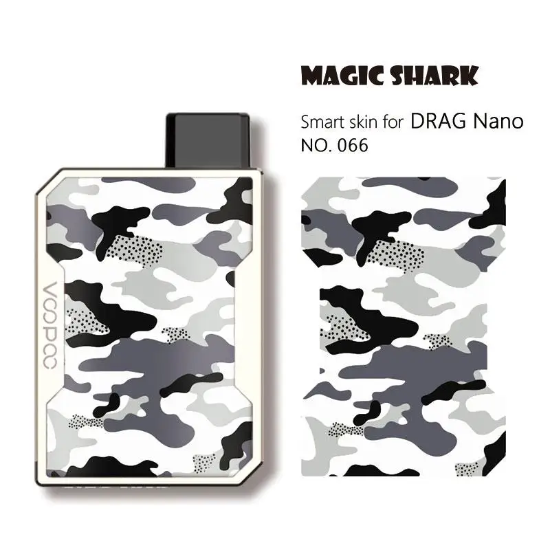 Магическая Акула мода мотоцикл армейский лист сотовый Череп ПВХ Vape Pod чехол наклейка кожи пленка для Voopoo Drag Nano - Цвет: 066