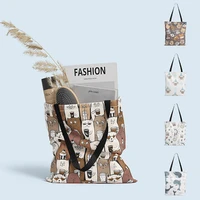 fashion mini cartoon animal shopper womens bag cute harajuku girls college canvas school bag foldable eco 3d printed tote bag