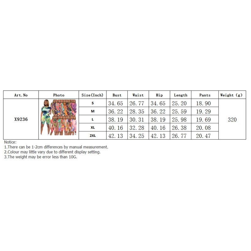 

Women Casual Two Piece Outfits Tie Dye Short Sleeve T-shirt + Shorts Chic and Fashion Style /2
