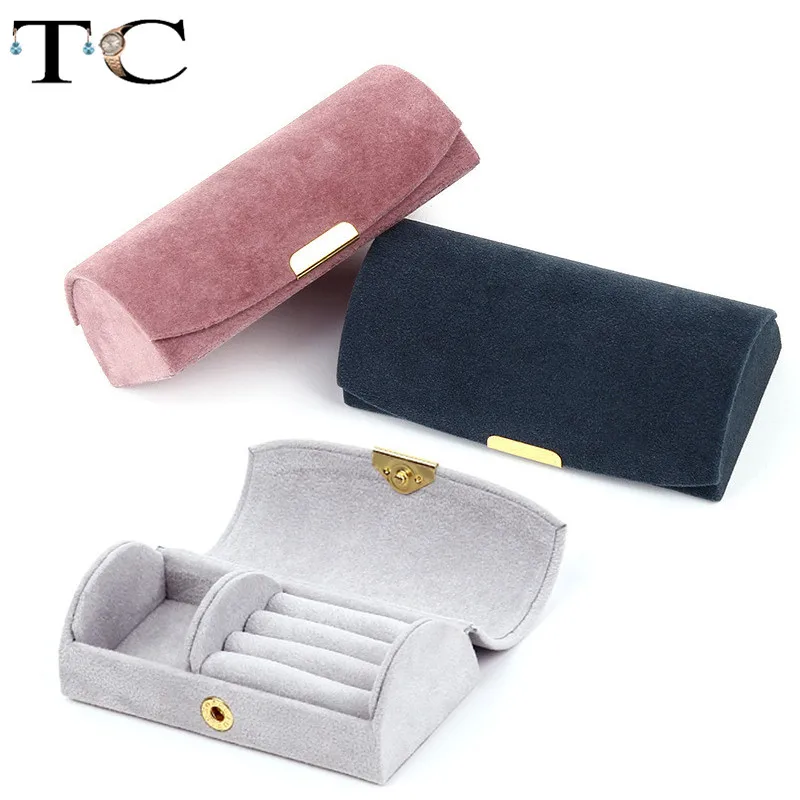 Качественная бархатная дорожная шкатулка для ювелирных подарков органайзер
