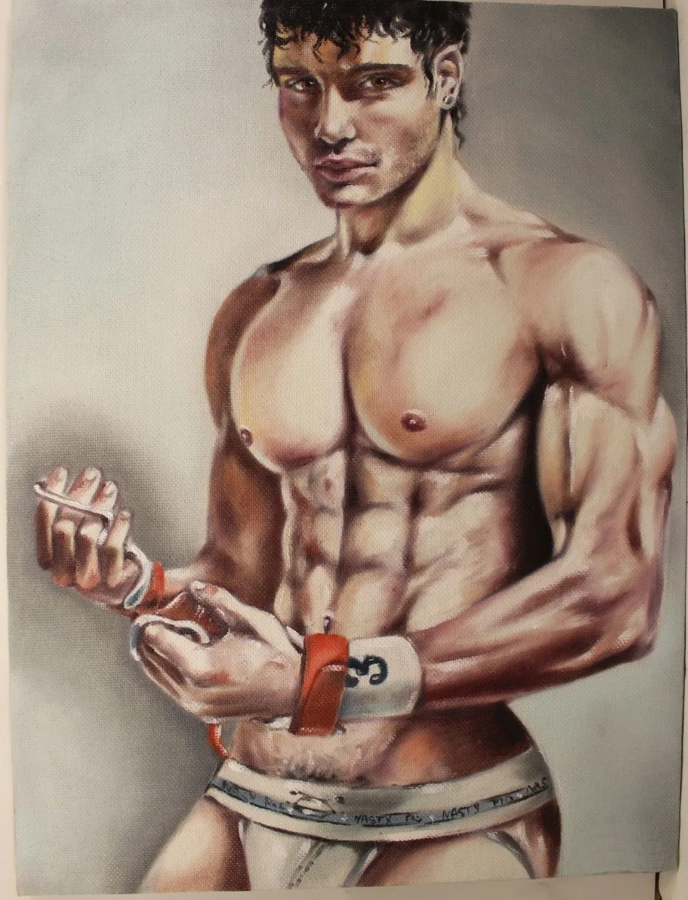 100% ручной работы обнаженная гей Портрет Искусство сексуальный брюшной мышцы