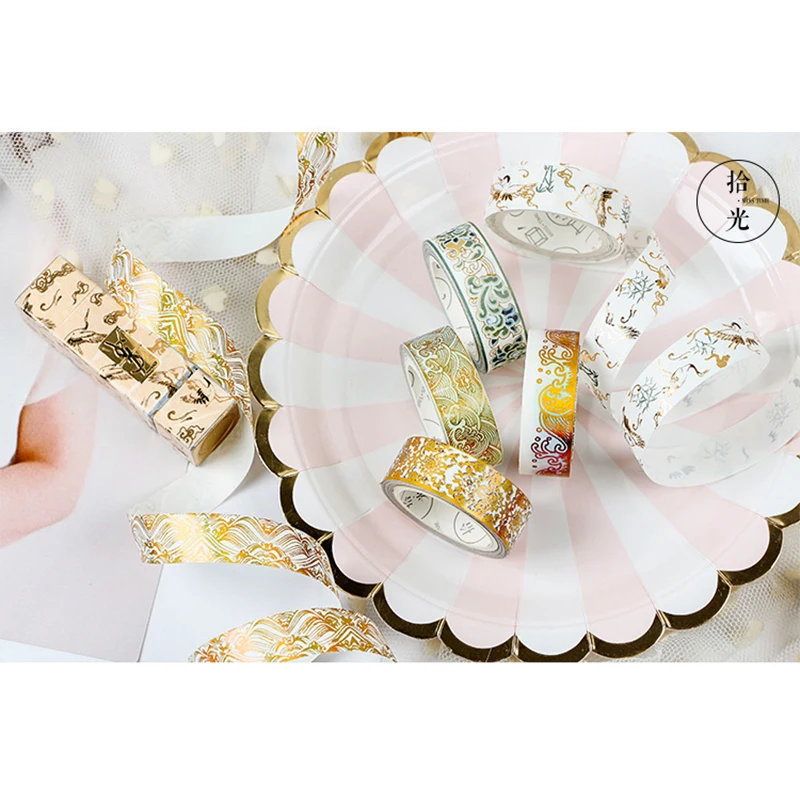 Золотые блоки в китайском стиле с рисунками (шинуазри) Lucky Япония набор