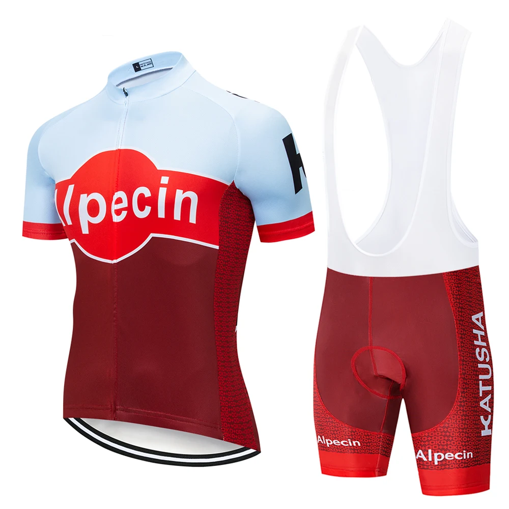 Красная велосипедная одежда KATUSHA Alpecin комплект одежды с короткими рукавами Ropa