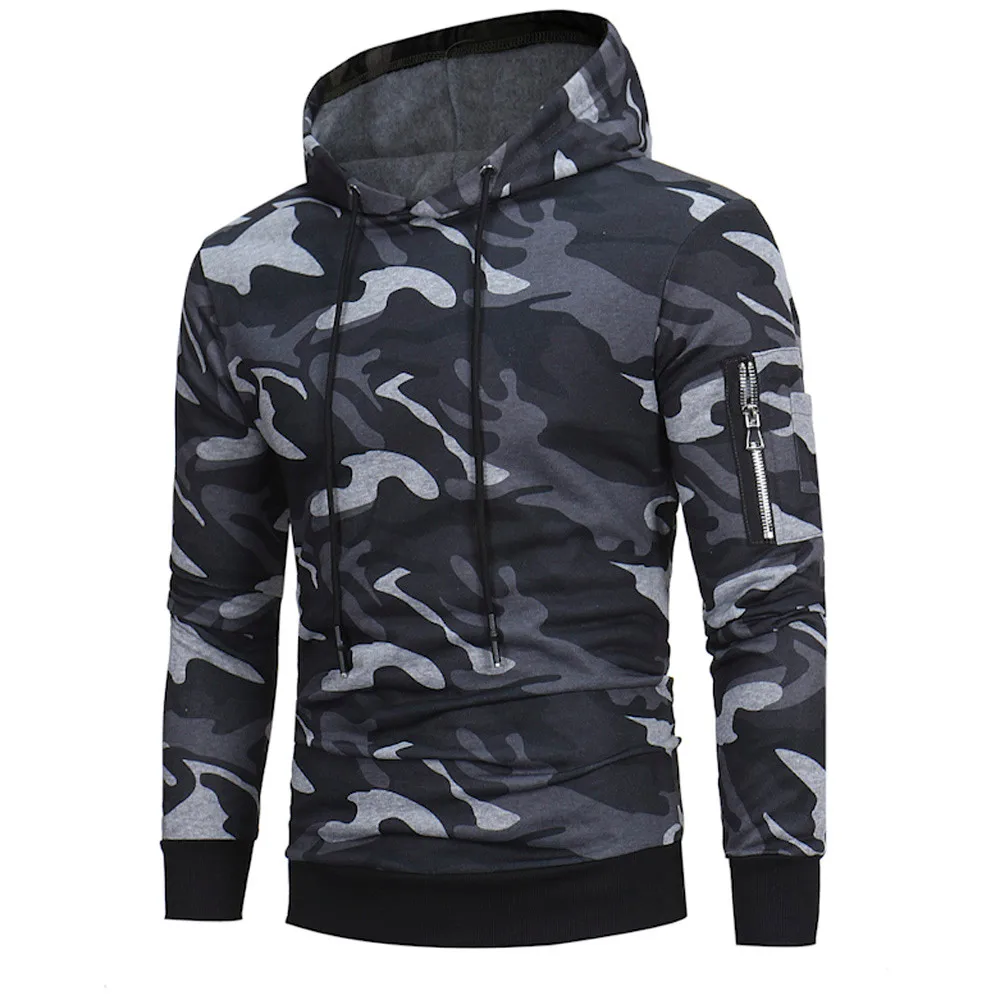 

Military Hoodie Mens' Long Sleeve Camouflage Hoodie Hooded Sweatshirt Camo Hoody Hip Tops Jacket Coat Outwear Plus Size