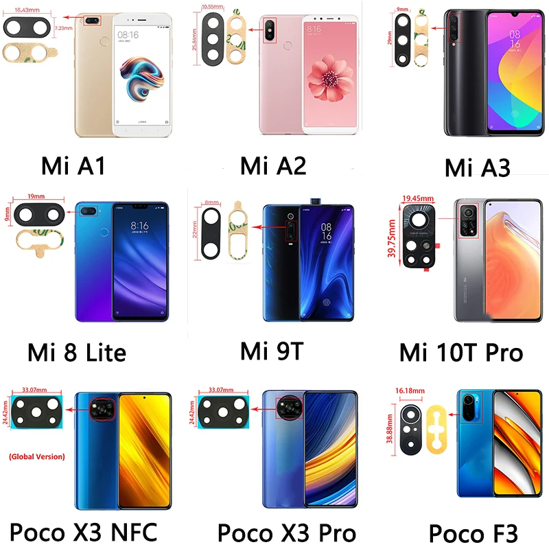 Новая задняя камера стеклянный объектив для Xiaomi Mi A2 Lite A1 A3 8 9 10 Ultra 11 10T Pro Poco F3 X3 NFC