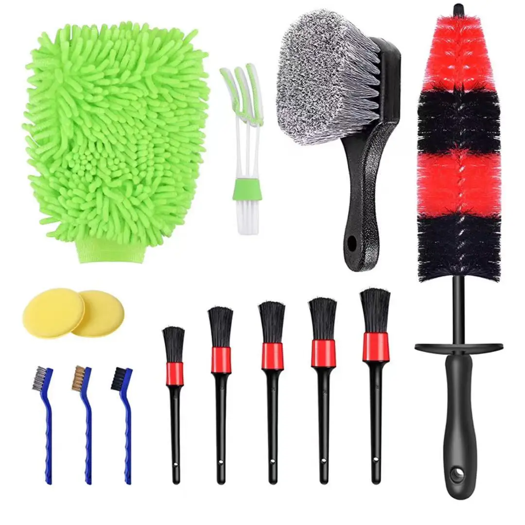 

14PCS Car Detailing Brush Set Include Long Handle Wheel Rim Brush
