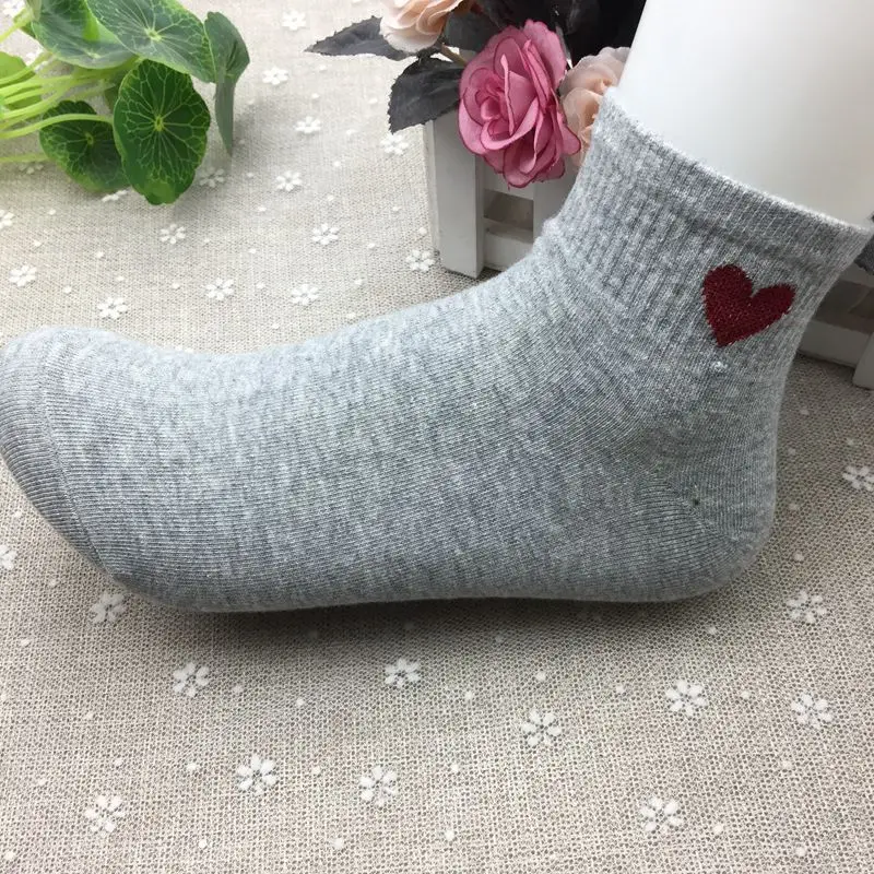 5 пар/компл. носки с красным сердцем удобные хлопковые короткие повседневные kawaii