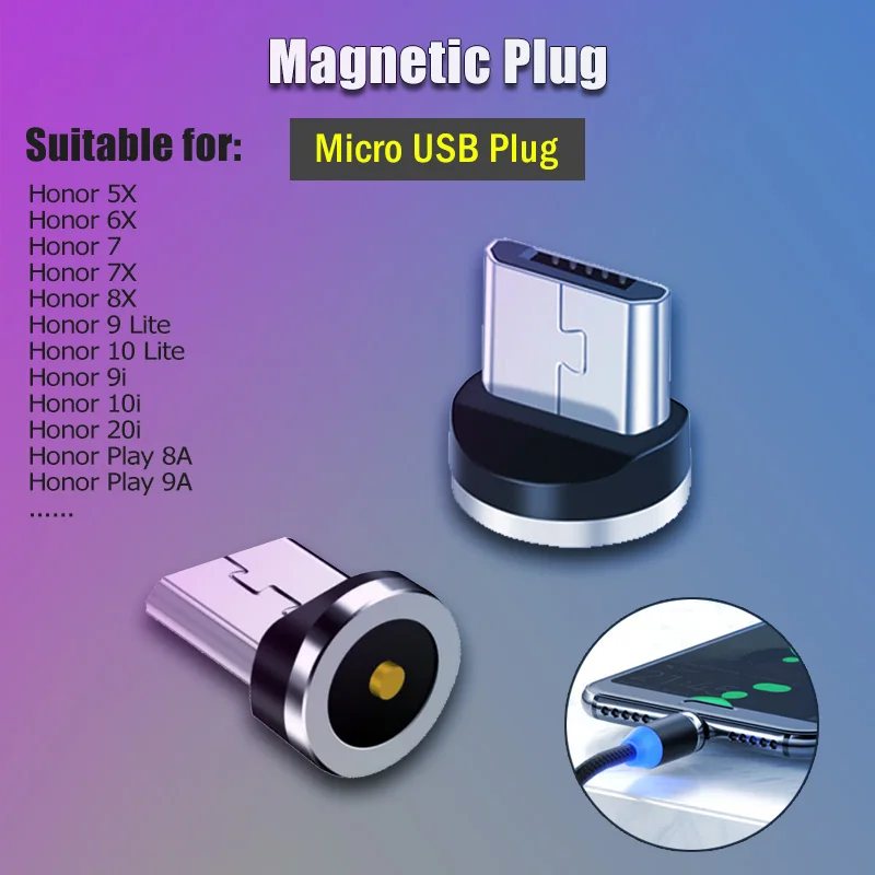 Круглый Магнитный Micro USB зарядный адаптер для Huawei Honor 10i 20i 20 Lite 6A 6C 6X 7 7A 7C 7X 8A 8C 8S 8X Pro