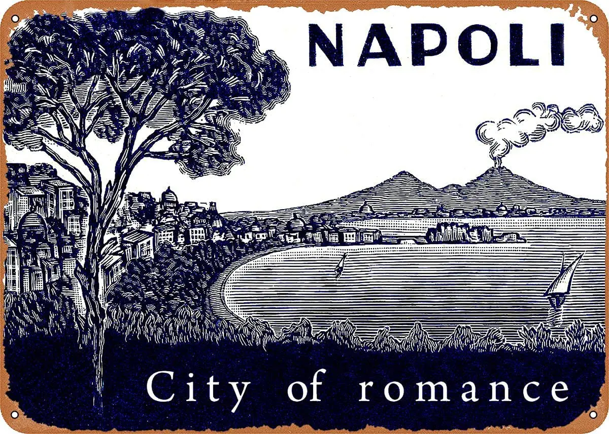 

LAQII Metal Signs Naples 3 Retro Home Decor Travel Wall Art Vintage Metal Tin Signs for Home Bars Clubs Cafes