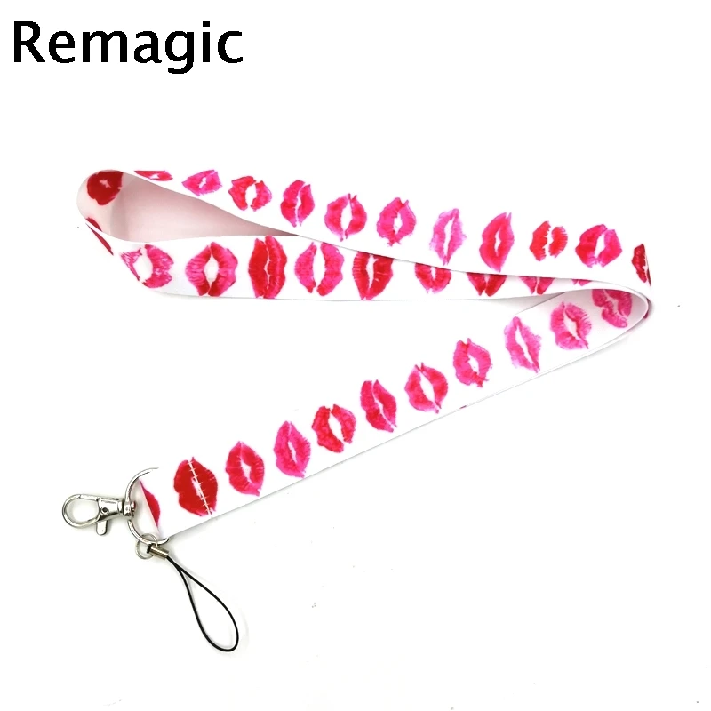 

20pcs Kiss Lips Neck Strap Lanyard keychain Mobile Phone Strap ID Badge Holder Rope Key Chain Keyrings cosplay Accessories Gift