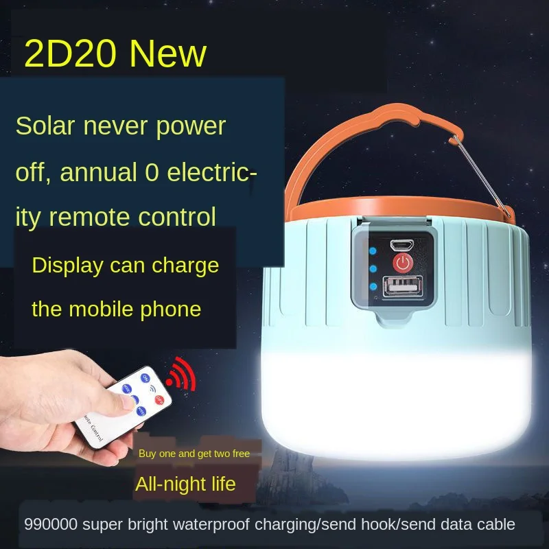 

Outdoor Remote Control Solar Rechargeable Stand Light Mobile Super Bright Emergency Camping Night Use