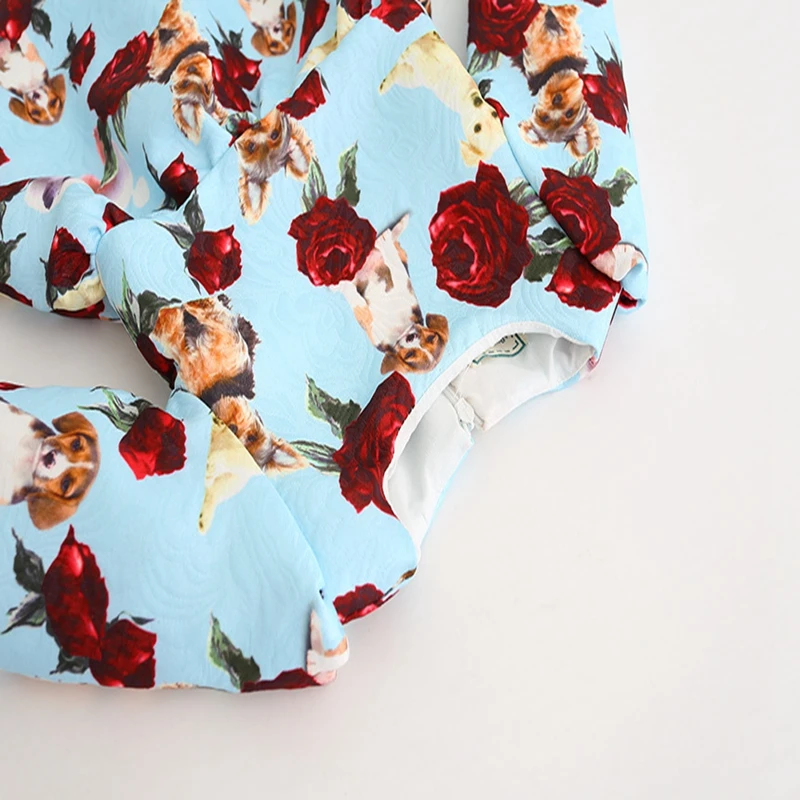 Sundae Angel Girls Dress 2021 Harf Sleeve Print Animal Dog Pattern Spring Autumn Princess Dresses Kids Clothes For 3-8 Years | Детская