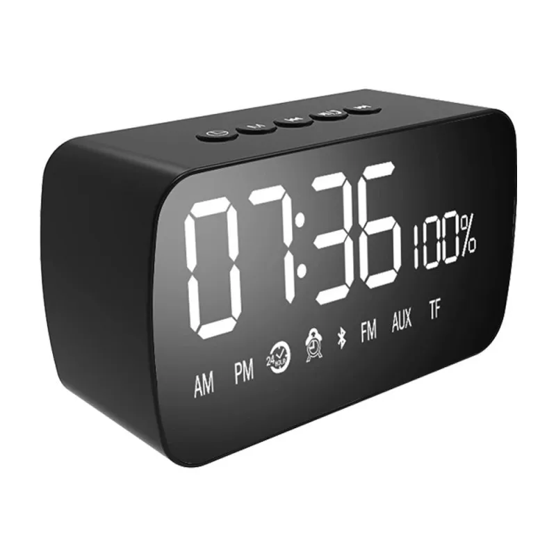 

Wireless bluetooth Speaker LED Mirror Alarm Clock Subwoofer AUX Music Player Snooze Support FM Radio And TF Card
