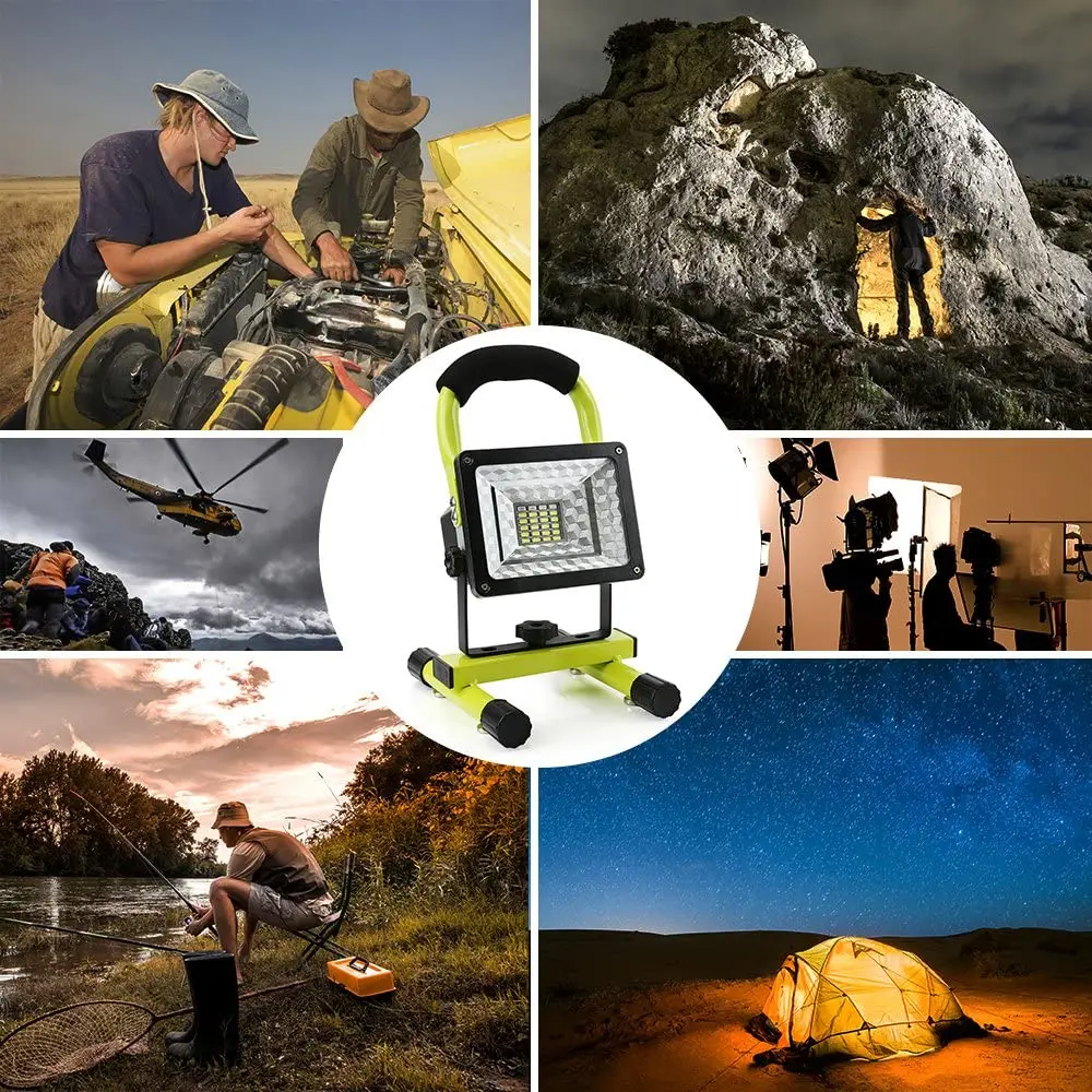 

LED Portable Spotlights15W 24 LED Rechargeable Portable Outdoor Camping Spotlights with Dual USB Port and Emergency SOS Mode