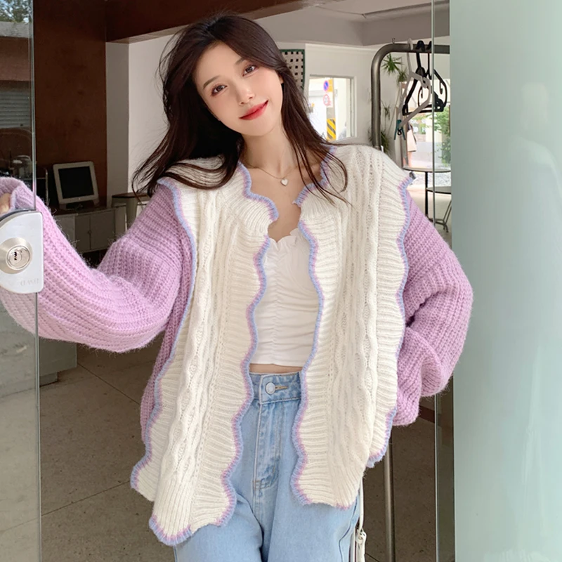 

Женский осенне-зимний трикотажный кардиган с длинным рукавом