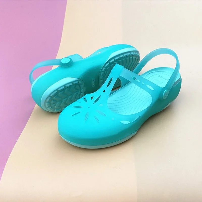 

Women Sandals Hole Shoes Cro Breathable Thick Soled Antiskid Beach Casual Shoes Hollow Carved Fashion Garden Princess Shoes