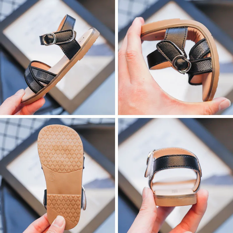 

2021 Summer Kids Boy Girl Shoes Sandals Knot Print Round Toe Fashion Sweet Flat Heels Non-slip Beach Shoes