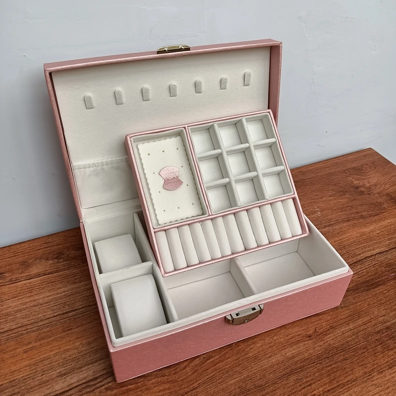 2022 New Fashion Double-Layer Leather Jewelry Box High Quality Pu Hot Selling