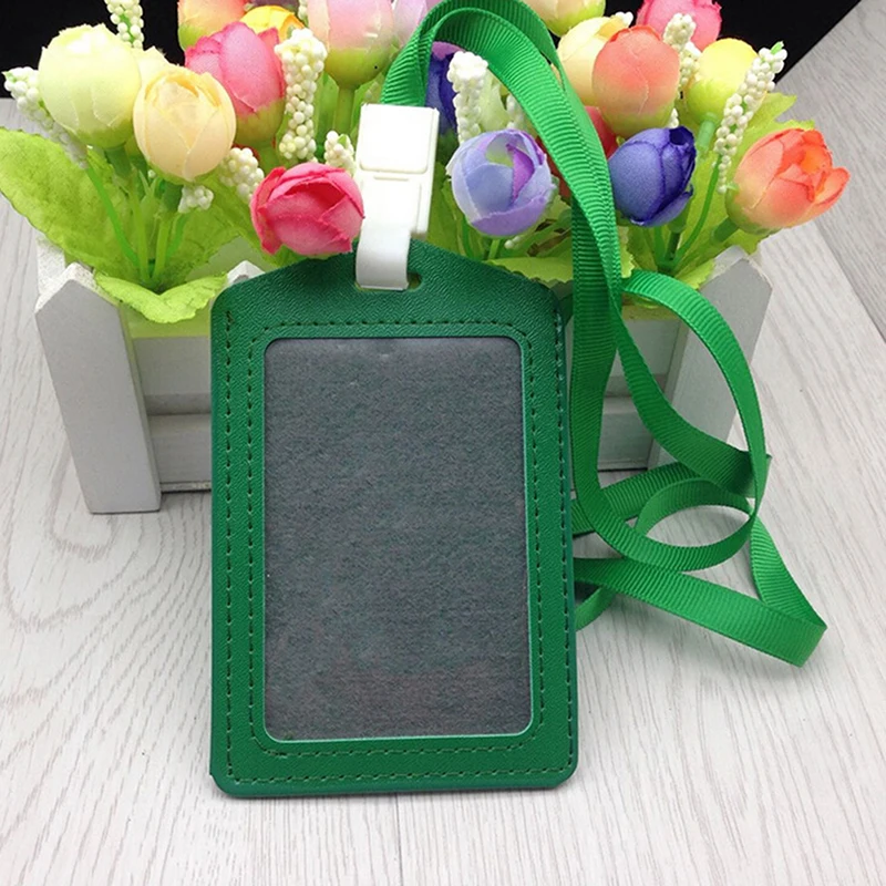 

1pc PU Id Holders Case With Necklace Lanyard Business Badge Card Holder