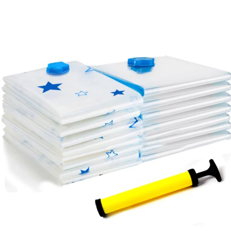 

6pcs/pack Vacuum Storage Bags With Hand Air Pump Reusable Vacuum Compression Foldable Home Travel Organizer For Clothes Quilt