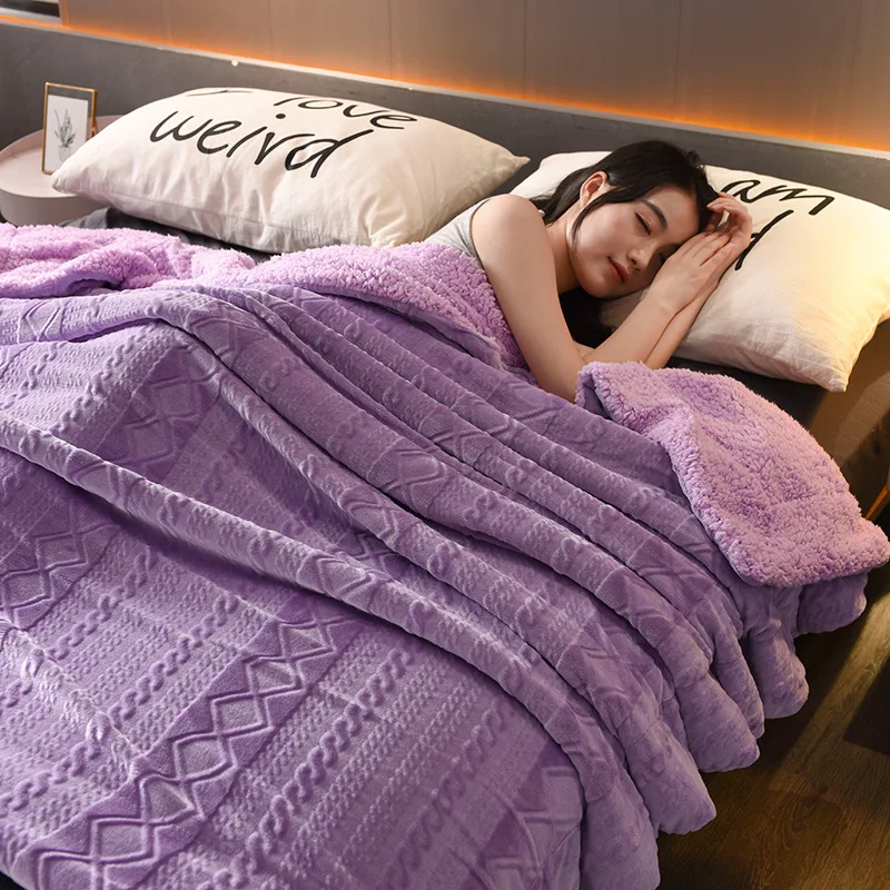 Шерпа 3D тиснением Двухслойное покрывало постельное белье флисовое двустороннее