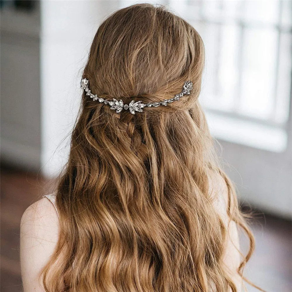 

New Hair Headdress Crystal Flower Styling Comb Pair Comb Creative Soft Chain Bridal Comb Hair Styling Accessories