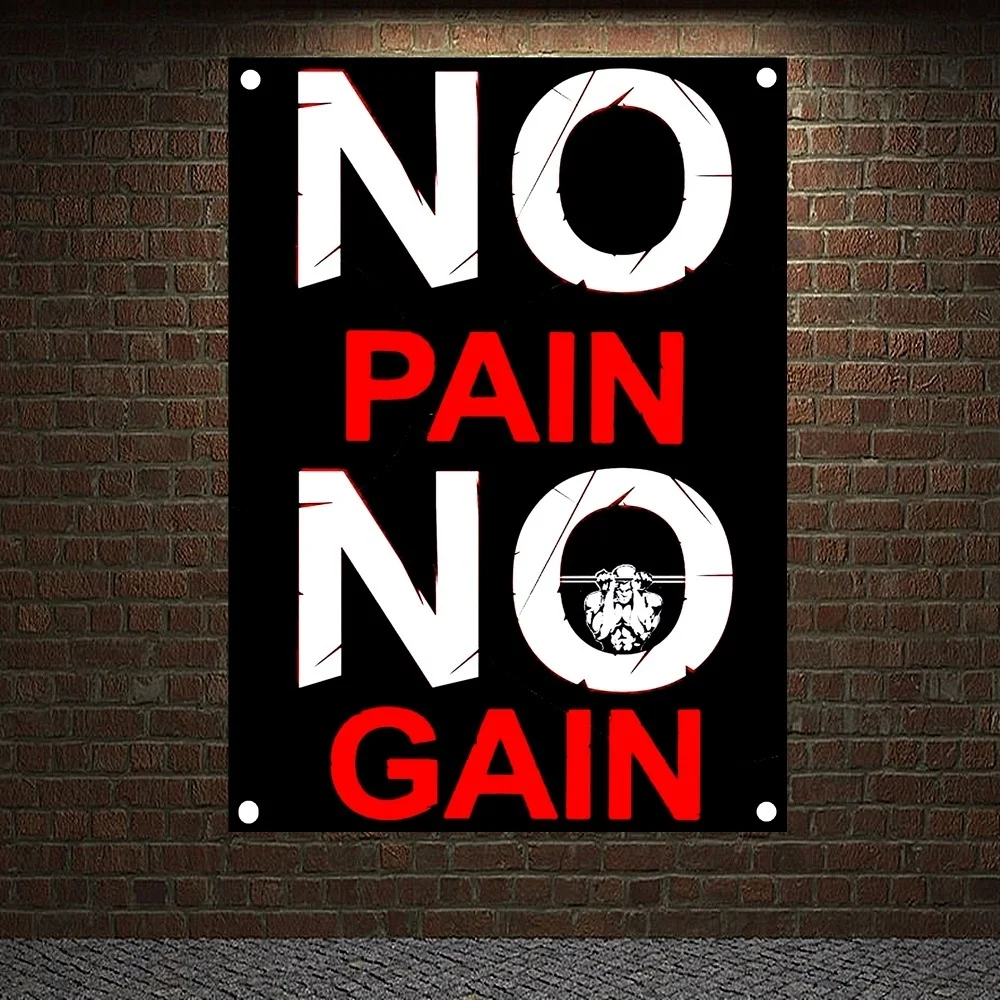 

NO PAIN NO GAIN Motivational Workout Posters Exercise Banners Flags Wall Art Canvas Painting Tapestry Mural Gym Home Decoration