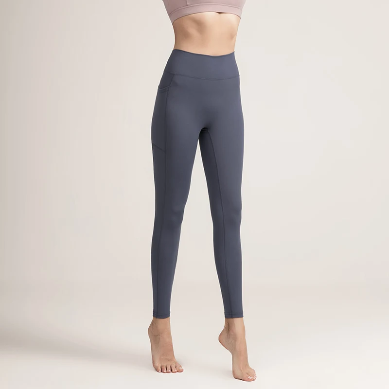 Peach Hip Fitness Pants Women's Tight High Waist Yoga Pants Pocket Double Side Sanding Sports Capris Sport Leggings Women