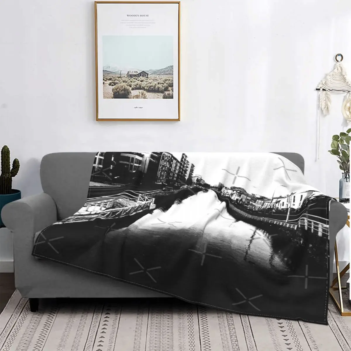 

Миланское романтическое черное одеяло с изображением канала и реки, покрывало для кровати, пледа, дивана, покрывало для кровати, одеяло с ка...
