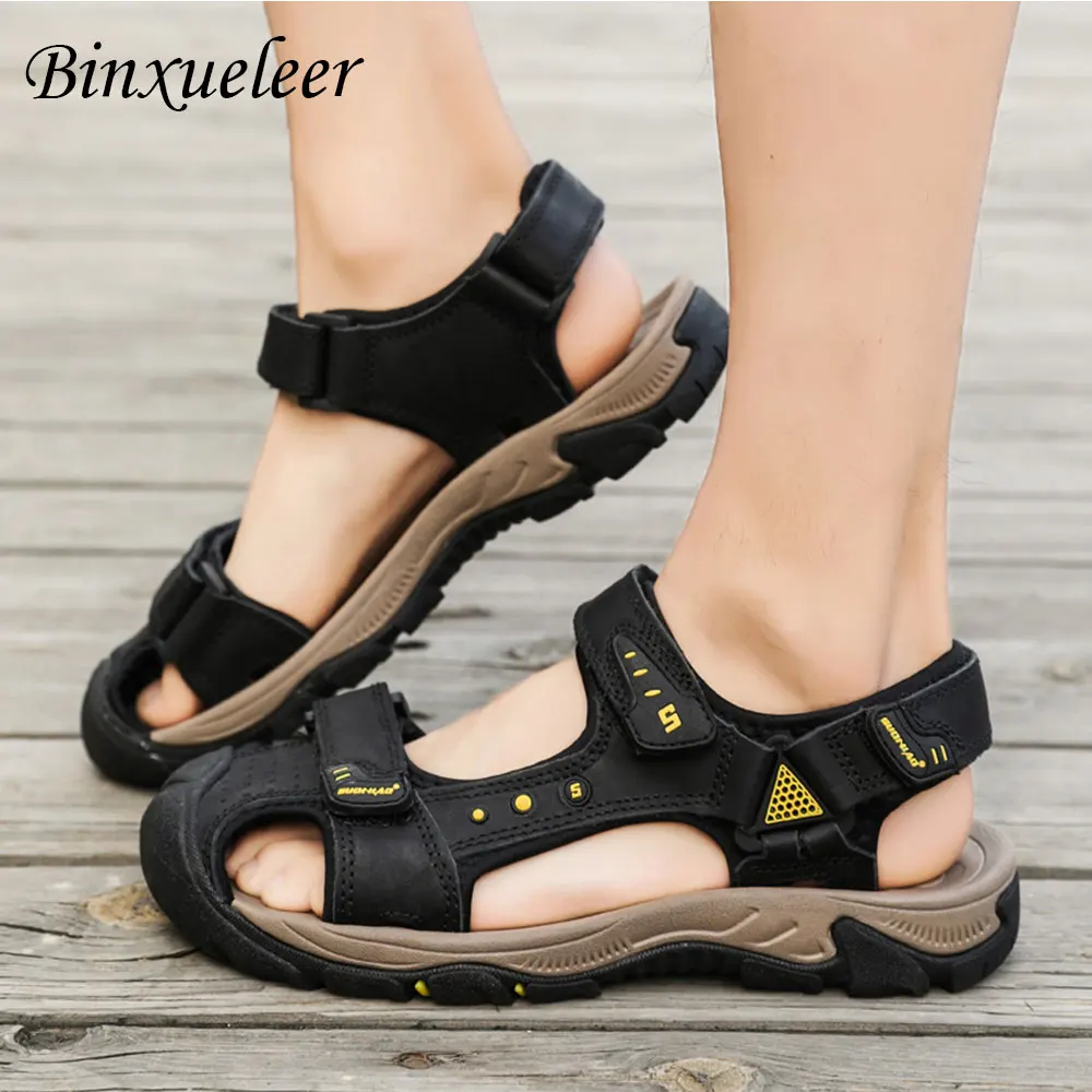 

Мужские сандалии из натуральной кожи с закрытым носком, летняя обувь, сандалии-гладиаторы на плоской подошве, новинка 2019