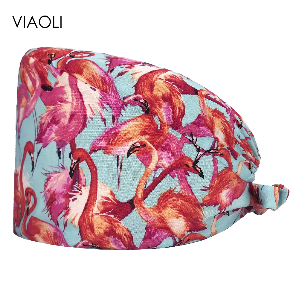 

Multicolor unisex 100% cotton Dentist nurse Pet clinic Tieback Beautician scrub hat medical lab Surgical cap clinical doctor hat