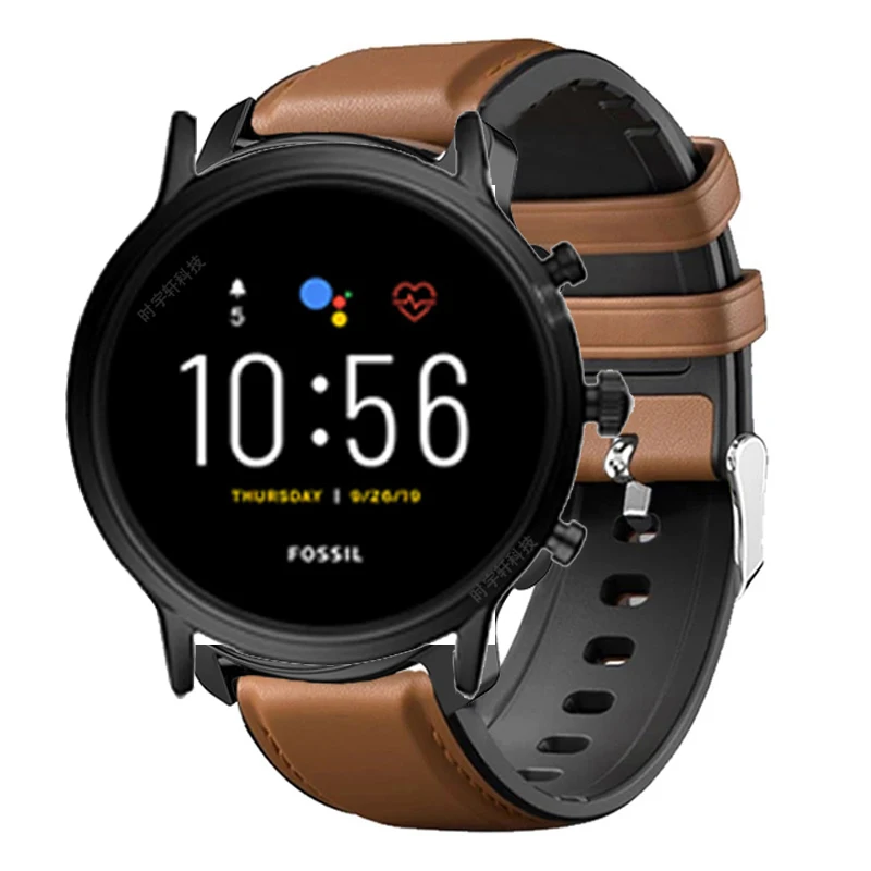 22 мм силиконовый кожаный ремешок для Fossil Gen 5 Carlyle HR Julianna Sport 43 мм/Q исследователь 4