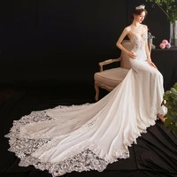 custom made shining luxury mermaid wedding dresses satin beading spaghetti straps floor length bridal gown chapel train corset