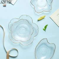 japanese style transparent glass spice fruit dessert snacks minimalist plate household kitchen utensils dinner plates tableware