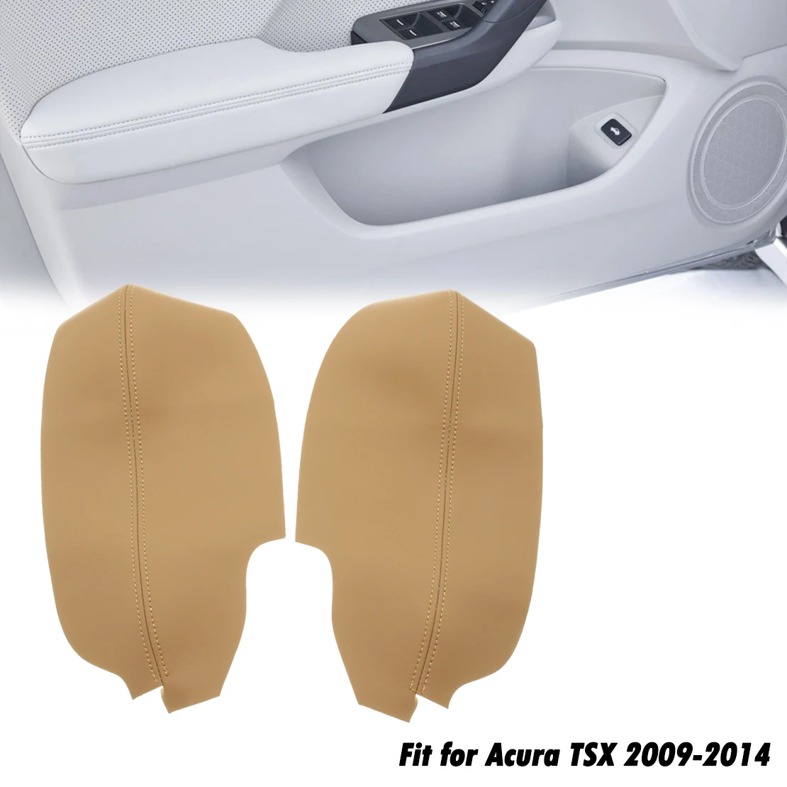 

EIDRAN 2pcs Door Panel Armrest Leather Synthetic Cover For Acura TSX 2009 2010 2011 2012 2013 2014 Beige