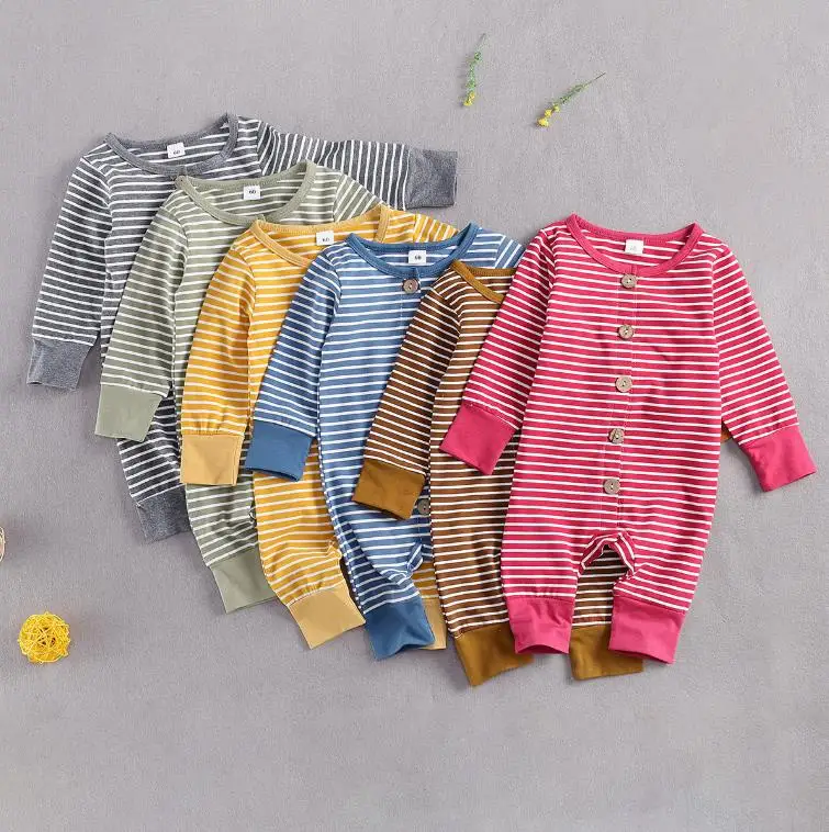 

0-12months Newborn Baby Boys Girls Fall Romper, Long Sleeve O-neck Striped Jumpsuit, Cotton Bodysuit Outfit for Spring Autume