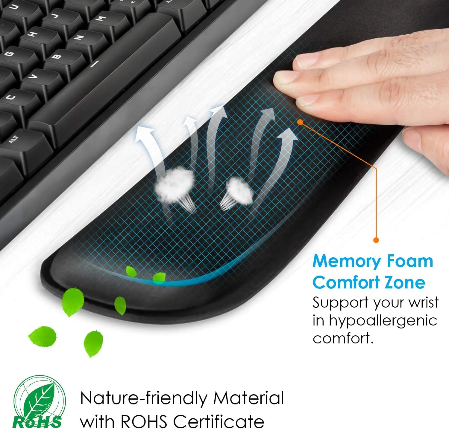 rakoon wrist rest mouse pad memory foam superfine fibre wrist rest pad ergonomic mousepad for typist office gaming pc laptop free global shipping
